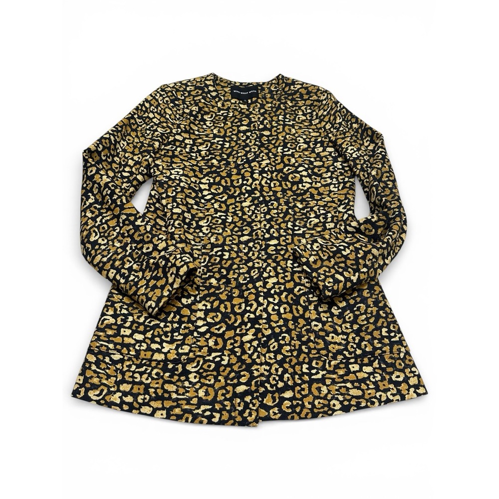 Who What Wear Leopard Print Jacquard Coat‎ Jacket Women's Small